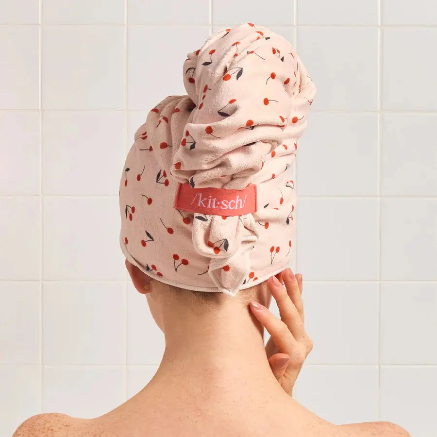 Kitsch XL Hair Towel Wrap Cherry Print - Image 3