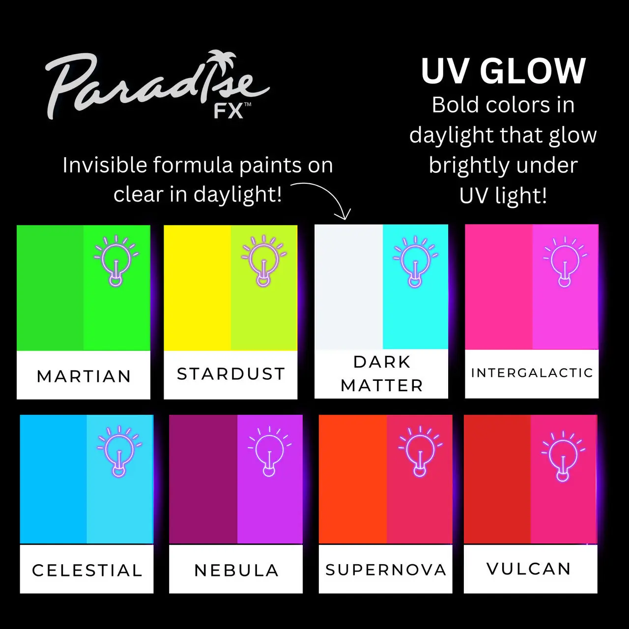 Paradise FX 8 Color Magnetic Palette Neon UV Glow - Image 3