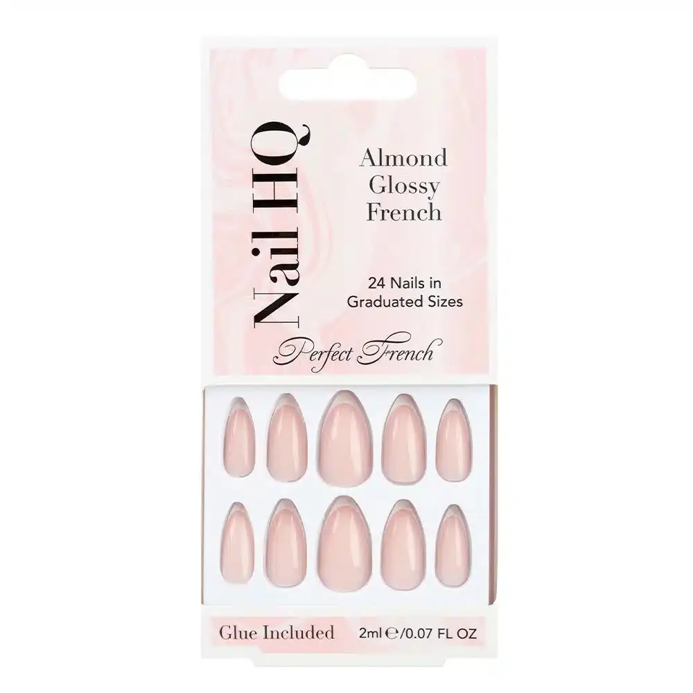 Almond Glossy French Nails - Image 4
