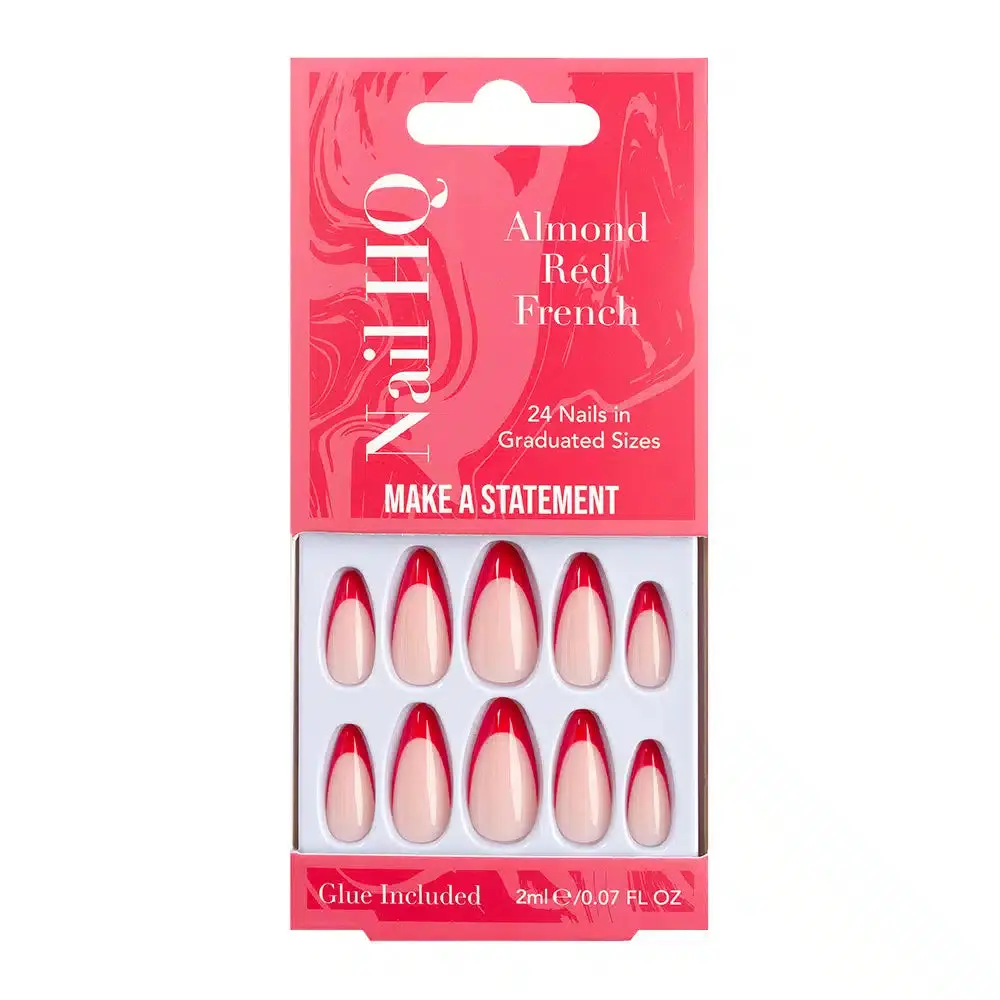 Almond Red French Nails - Image 4
