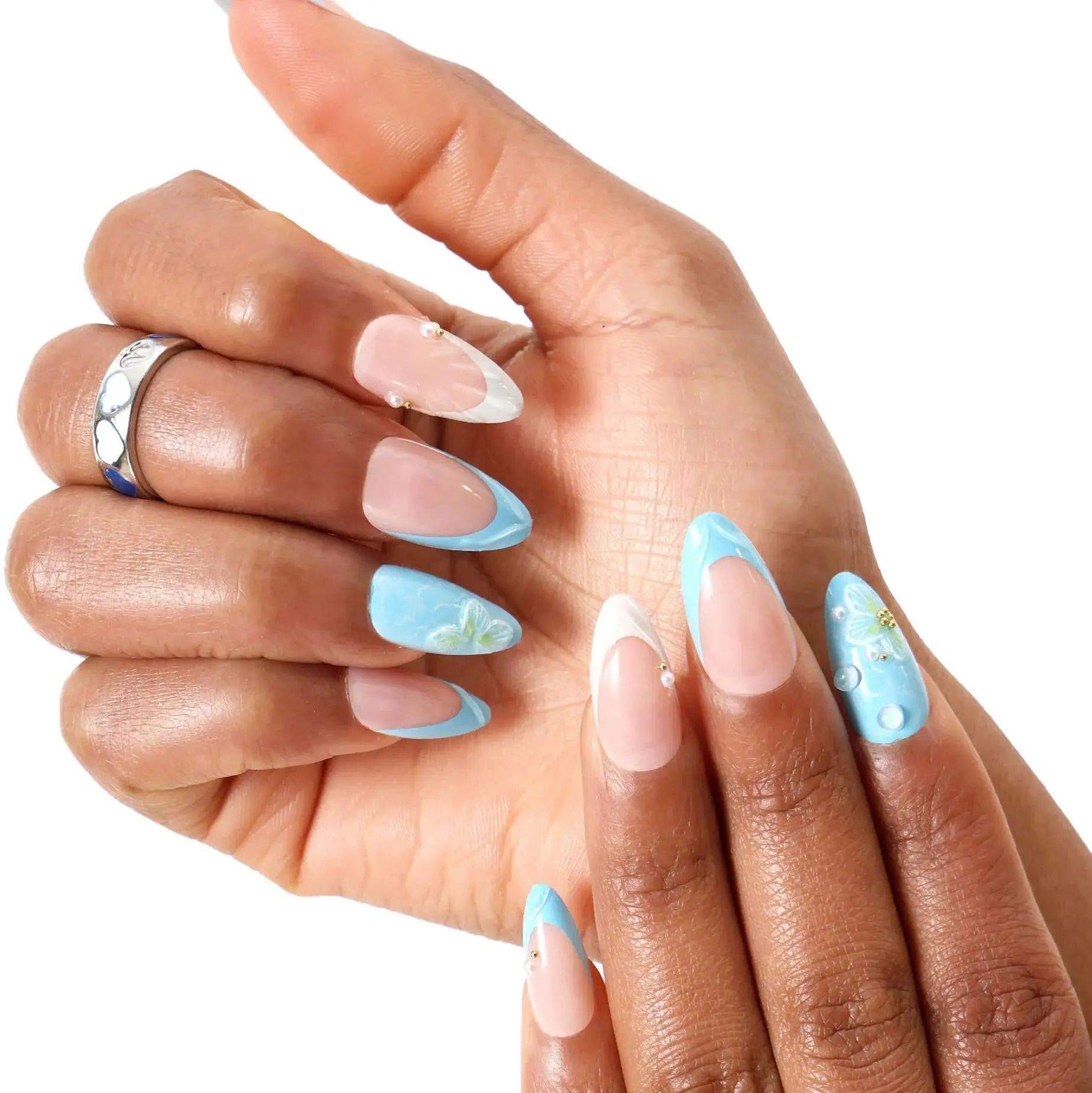 Press-On Nails French Waterlily - Image 4