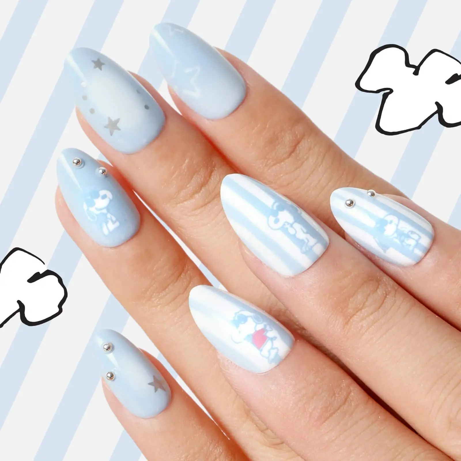 Press-On Nails Stripes N Snoopy - Image 2