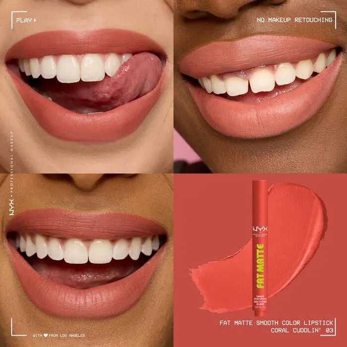Fat Matte Smooth Color Lipstick Coral Cuddlin' - Image 2