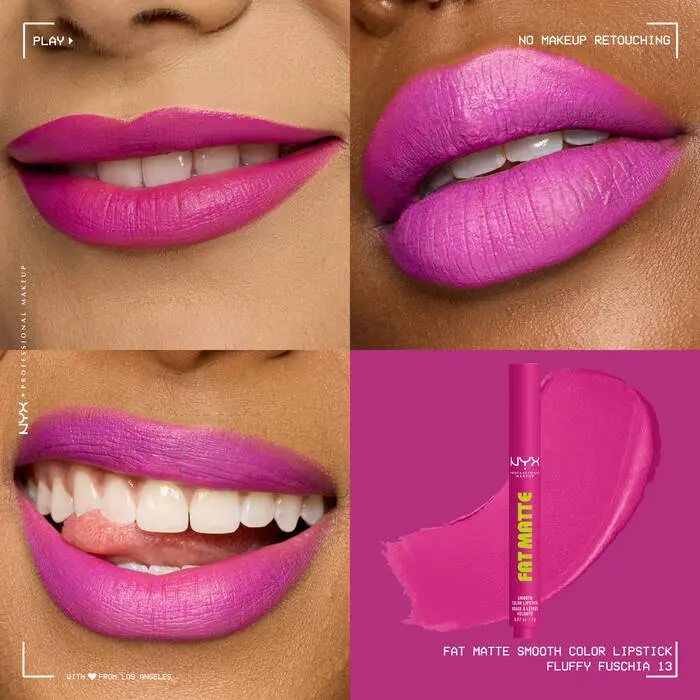 Fat Matte Smooth Color Lipstick Fluffy Fuchsia - Image 2