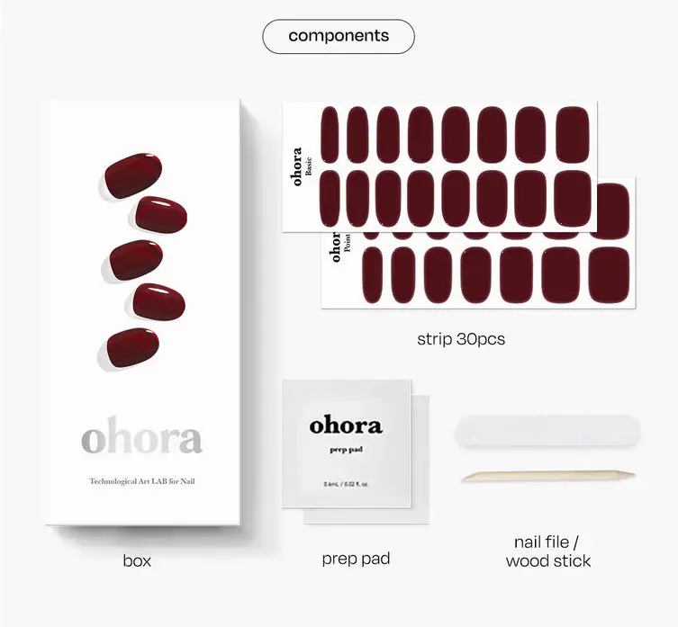 Semi Cured Gel Nail Strips N Classic Burgundy - Image 10