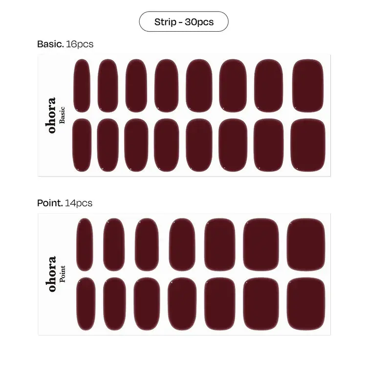 Semi Cured Gel Nail Strips N Classic Burgundy - Image 9