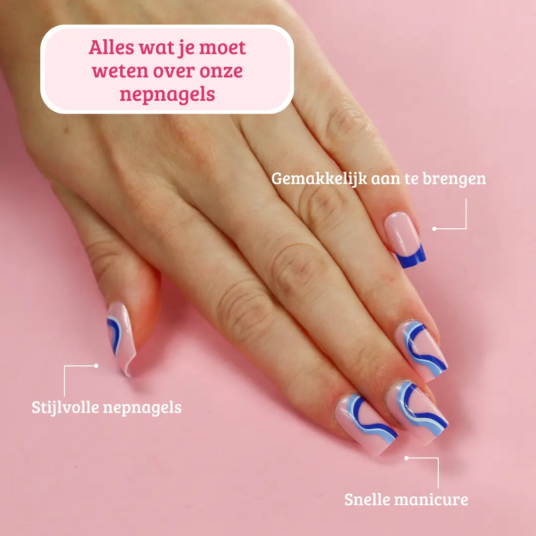 Press On French Nails Blue Waves - Image 9
