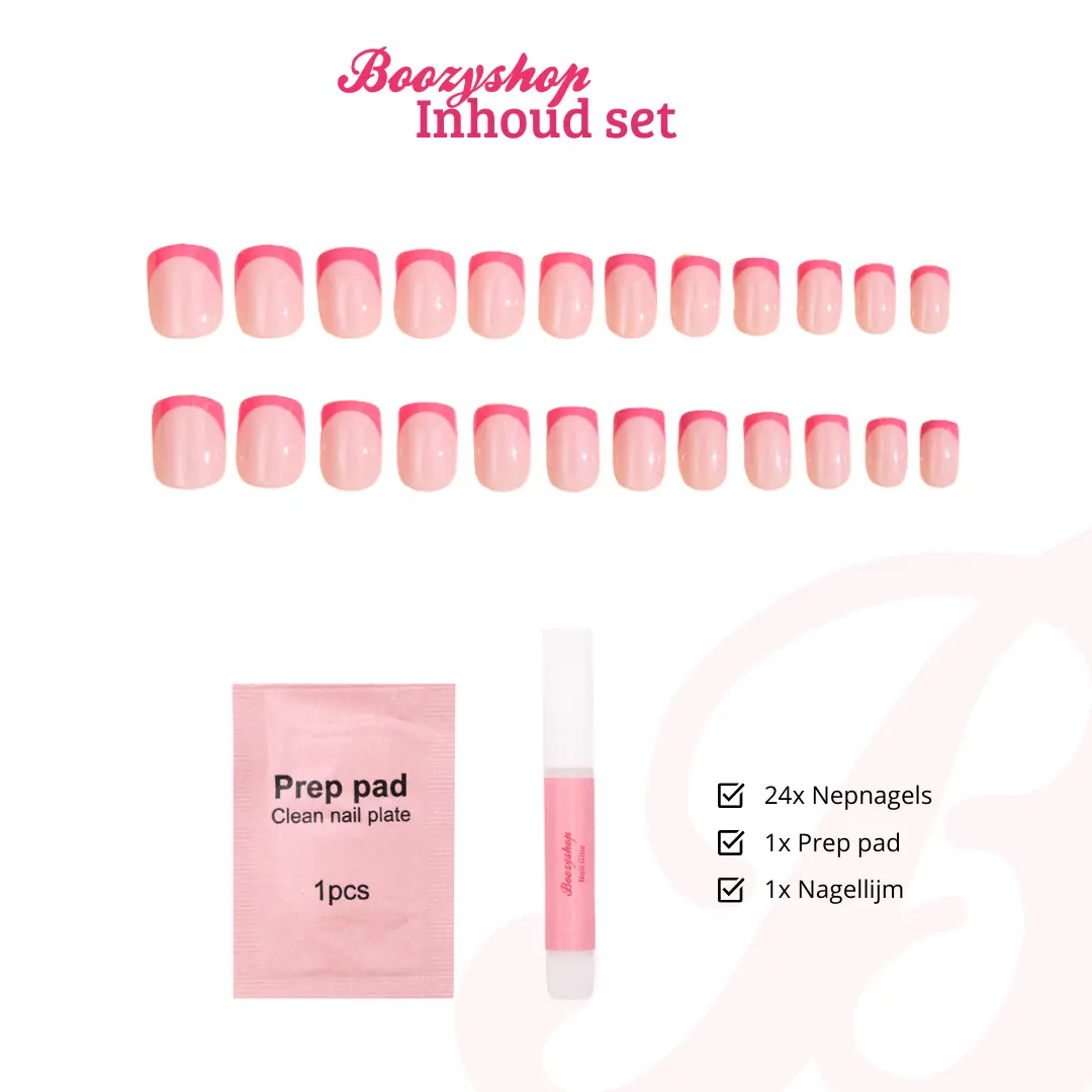 Press On French Nails Hot Pink / Pink - Image 4