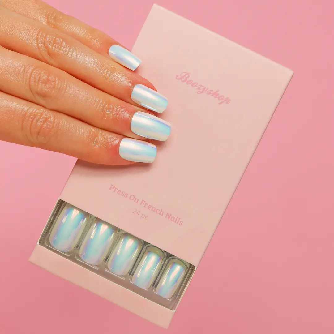 Press On French Nails Metallic Pearlescent - Image 3