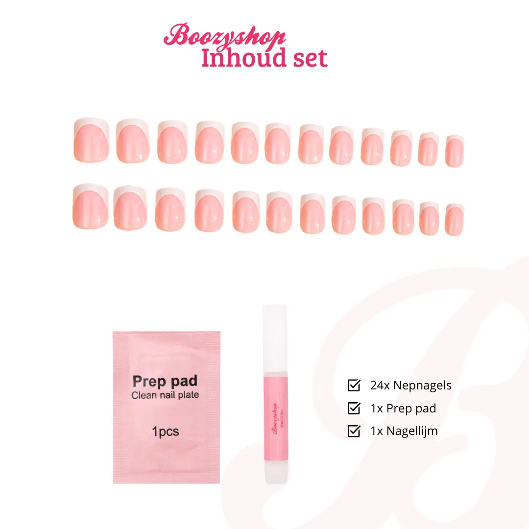 Press On French Nails White / Pink - Image 4