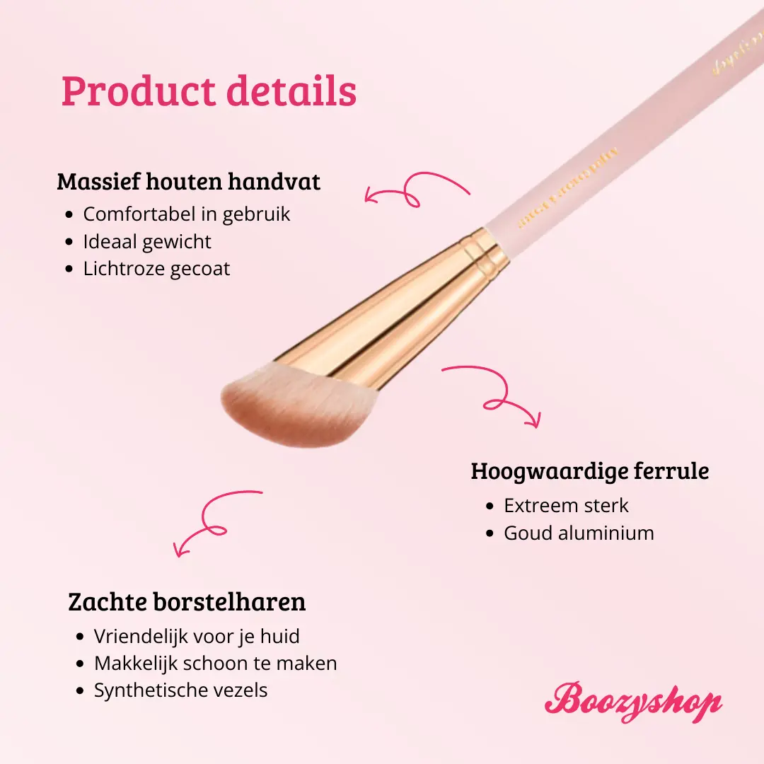 Soft Pink & Gold Angled Contour & Bronzer Brush - Image 4