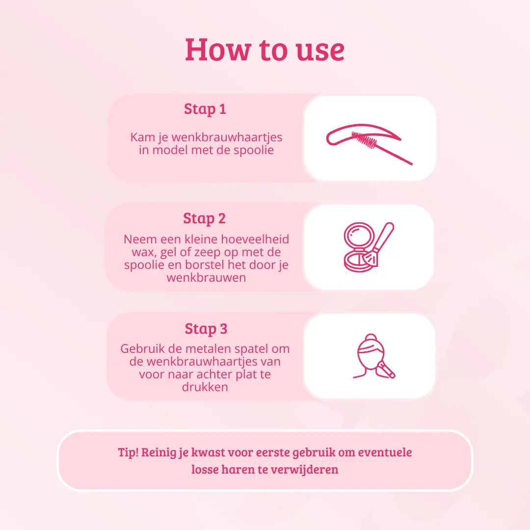 Soft Pink & Gold Brow Sculpting Duo Brush - Image 5