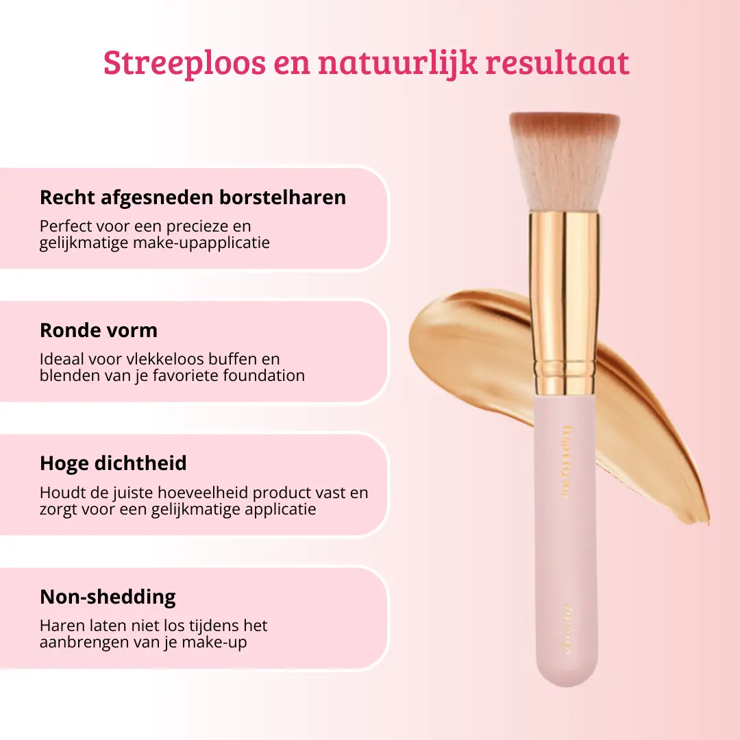 Soft Pink & Gold Flat Top Buffing Brush - Image 3