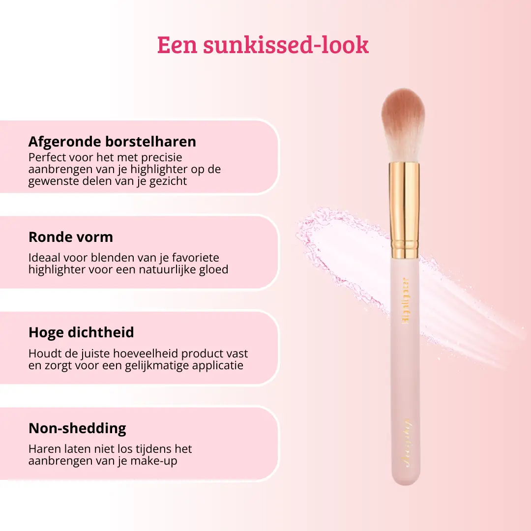 Soft Pink & Gold Highlighter Brush - Image 3