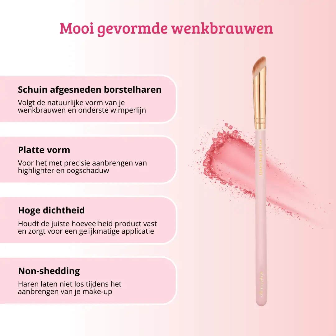 Soft Pink & Gold Rounded Angled Brow & Liner Brush - Image 3