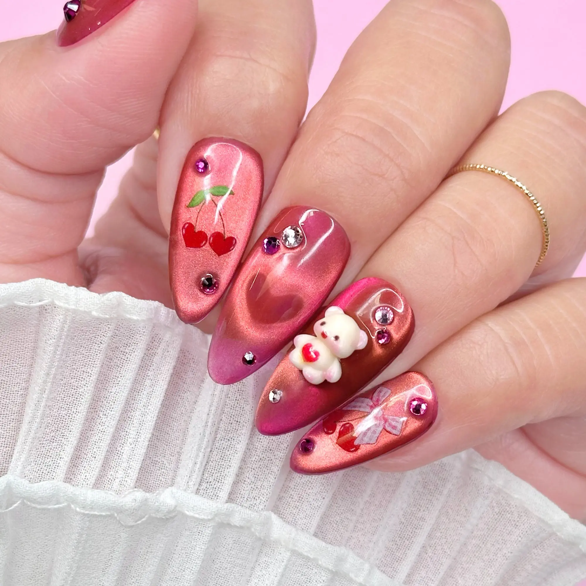 Valentine Bejeweled Nail Art Sticker Coquette Cherry - Image 3