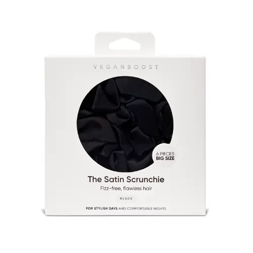 Big Satin Scrunchies Black 6 Pieces - Image 2