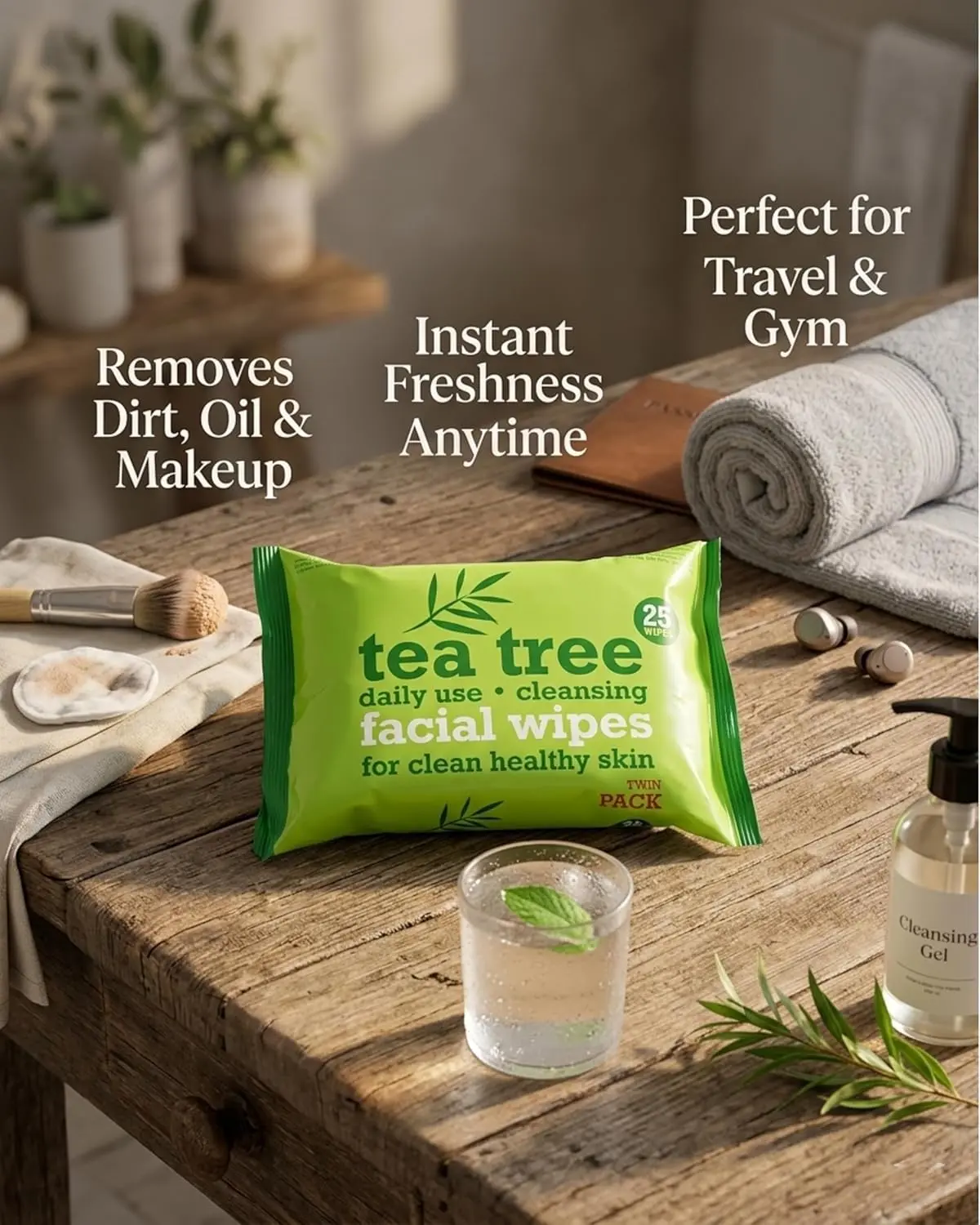 Tea Tree Facial Wipes Twin Pack - Image 3